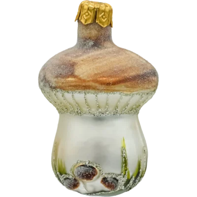 Szklana Bombka Choinkowa Figurka forma bańka ze szkła Borowik z trzema grzybkami front