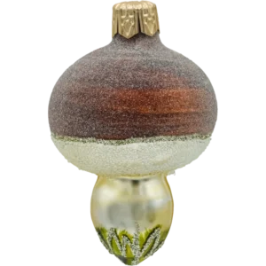 Szklana Bombka Choinkowa Figurka forma bańka ze szkła Brązowy grzybek brokatowy