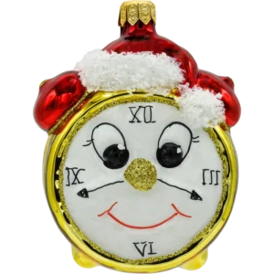 Szklana Bombka Choinkowa Figurka Forma ze szkła bańka zegar budzik świąteczny złoty