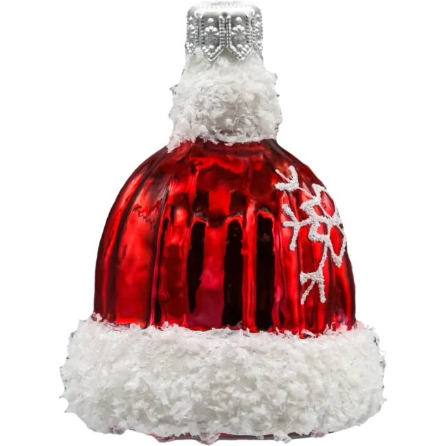 Szklana Bombka Choinkowa figurka forma ze szkła Czapka zimowa z płatkiem śniegu bok