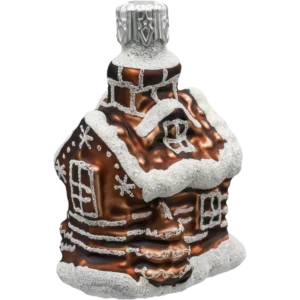 Szklana Bombka Choinkowa Figurka forma ze szkła Domek piernikowy z werandą i kominem bok