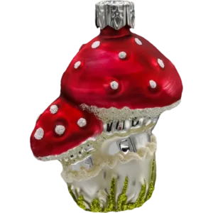 Szklana Bombka Choinkowa Figurka Forma ze szkła bańka Muchomorki dwa