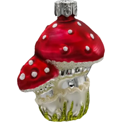 Szklana Bombka Choinkowa Figurka Forma ze szkła bańka Muchomorki dwa