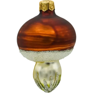 Szklana Bombka Choinkowa Figurka forma bańka ze szkła Brązowy grzybek
