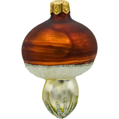 Szklana Bombka Choinkowa Figurka forma bańka ze szkła Brązowy grzybek