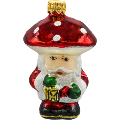 Szklana Bombka Choinkowa Figurka forma ze szkła Mikołaj muchomorek