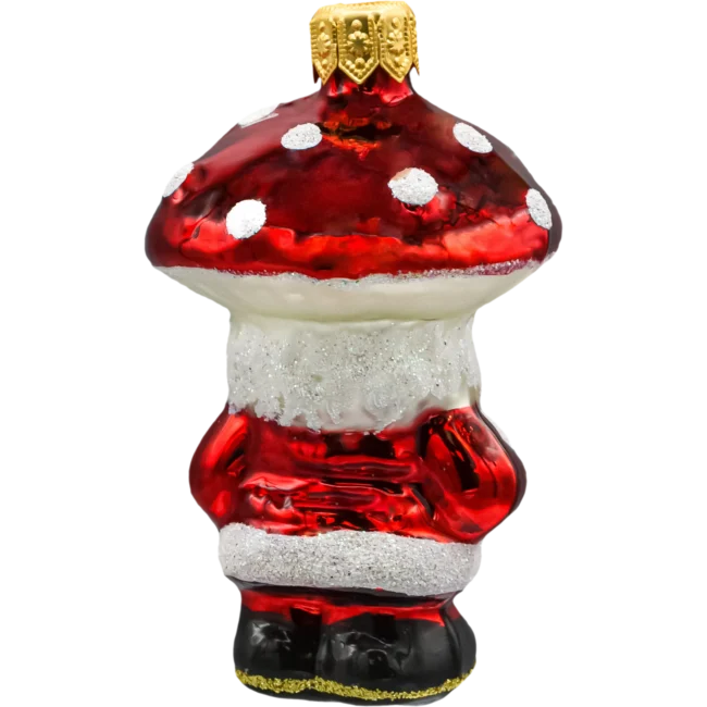 Szklana Bombka Choinkowa Figurka forma ze szkła Mikołaj muchomorek tył
