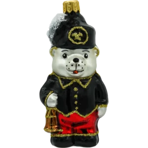 Szklana Bombka Choinkowa Figurka Forma ze szkła Miś górnik w stroju