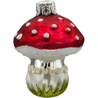 Szklana Bombka Choinkowa Figurka Forma ze szkła Muchomorek klasyczny