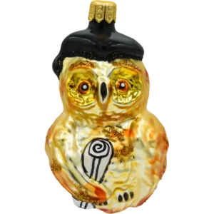 Szklana Bombka Choinkowa Figurka bańka ze szkła Sowa z biretem i dyplomem