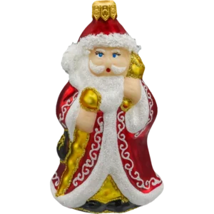 Szklana Bombka Choinkowa Figurka Forma bańka ze szkła Święty Mikołaj z laską przód