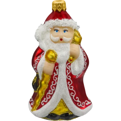 Szklana Bombka Choinkowa Figurka Forma bańka ze szkła Święty Mikołaj z laską przód