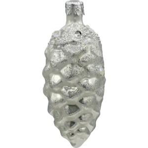 Szklana Bombka Choinkowa Figurka forma ze szkła bańka Szyszka srebrna