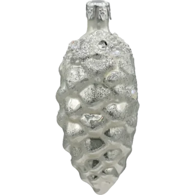 Szklana Bombka Choinkowa Figurka forma ze szkła bańka Szyszka srebrna