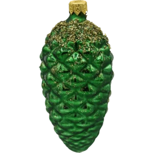 Szklana Bombka Choinkowa Figurka forma bańka ze szkła szyszka zielona duża