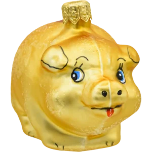 Szklana Bombka Choinkowa Figurka Forma ze szkła Złota świnka