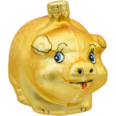 Szklana Bombka Choinkowa Figurka Forma ze szkła Złota świnka