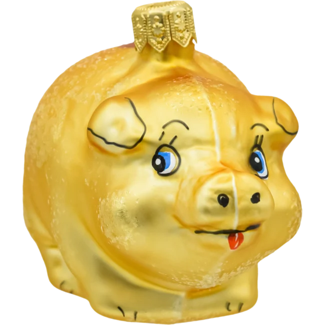 Szklana Bombka Choinkowa Figurka Forma ze szkła Złota świnka
