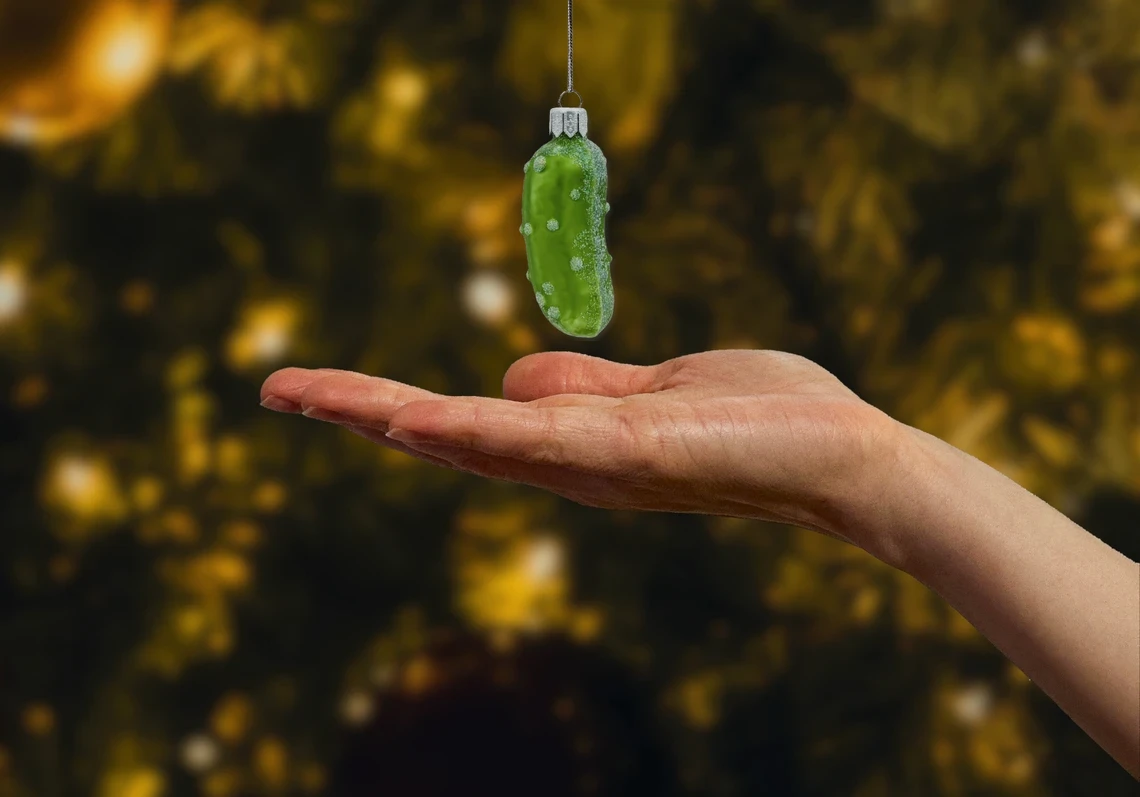 Bombka szklana figurka Ogórek Świąteczny: mały realne zdjęcie