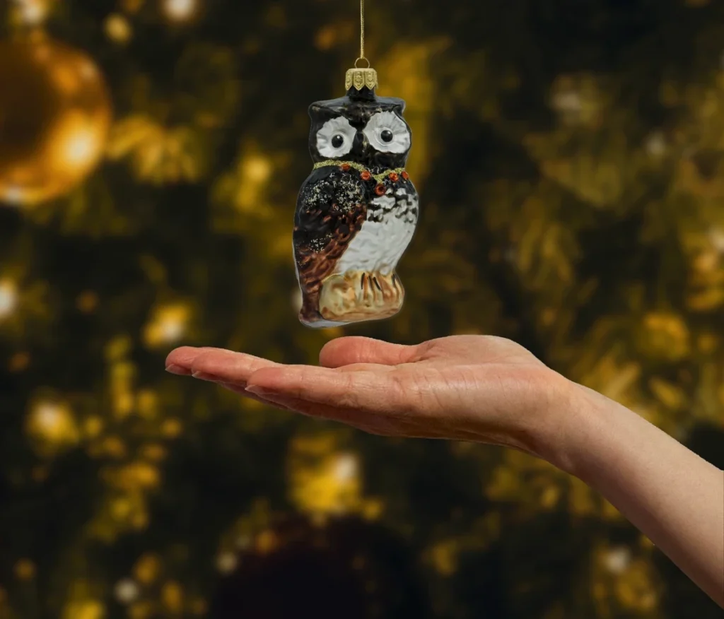 Bombka szklana figurka Sówka z klejnotami realne zdjęcie