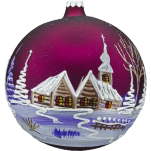 Syn Bombkarza Bombka okrągła szklana Bombka Duża Zimowa Wioska: fioletowa