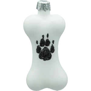 Szklana Bombka Choinkowa Figurka forma bańka kula ze szkła kosc z łapką psa