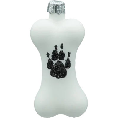 Szklana Bombka Choinkowa Figurka forma bańka kula ze szkła kosc z łapką psa