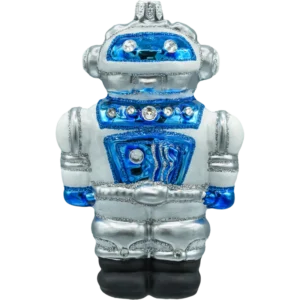 Szklana Bombka Choinkowa Figurka Forma Bańka kula ze szkła w kształcie robota niebieski