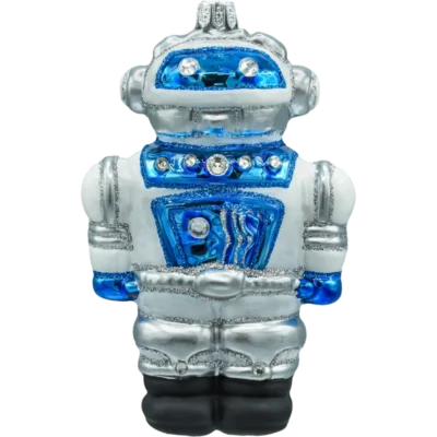 Szklana Bombka Choinkowa Figurka Forma Bańka kula ze szkła w kształcie robota niebieski
