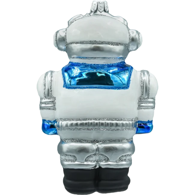 Szklana Bombka CHoinkowa figurka forma ze szkła robot niebieski
