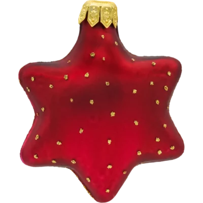 Szklana bombka choinkowa figurka forma ze szkła czerwona gwiazdka w złocie
