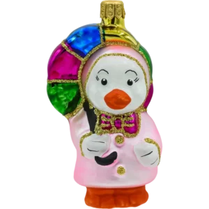 Szklana Bombka choinkowa figurka forma bańka kula ze szkła kaczuszka z parasolką