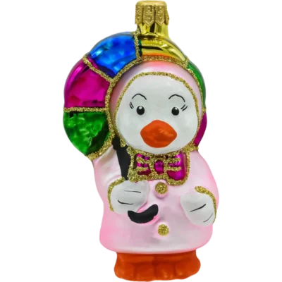 Szklana Bombka choinkowa figurka forma bańka kula ze szkła kaczuszka z parasolką