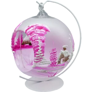 Szklana Bombka Choinkowa figurka forma bańka ze szkła lampion z otworem ze stojakiem różowy