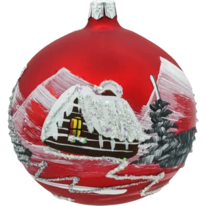 Szklana Bombka Choinkowa figurka forma ze szkła kula mała zimowa kraina okrągła czerwona