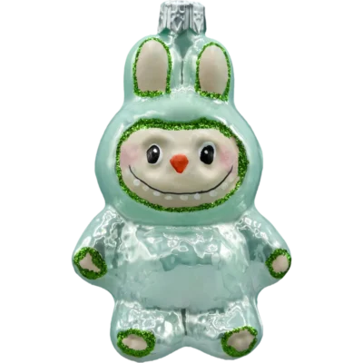 Szklana Bombka Choinkowa figurka forma bańka kula ze szkła Labubu zielone