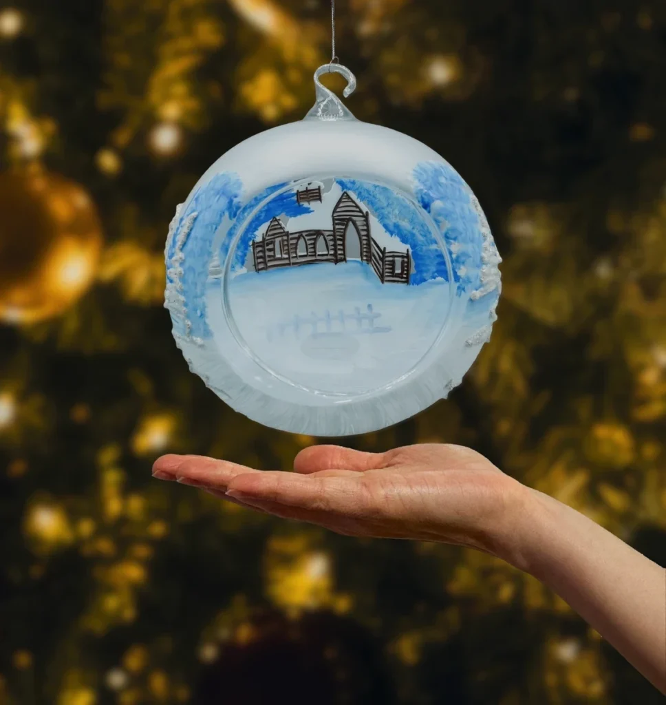 Bombka Lampion ze stojakiem: błękitna zima realne zdjęcie