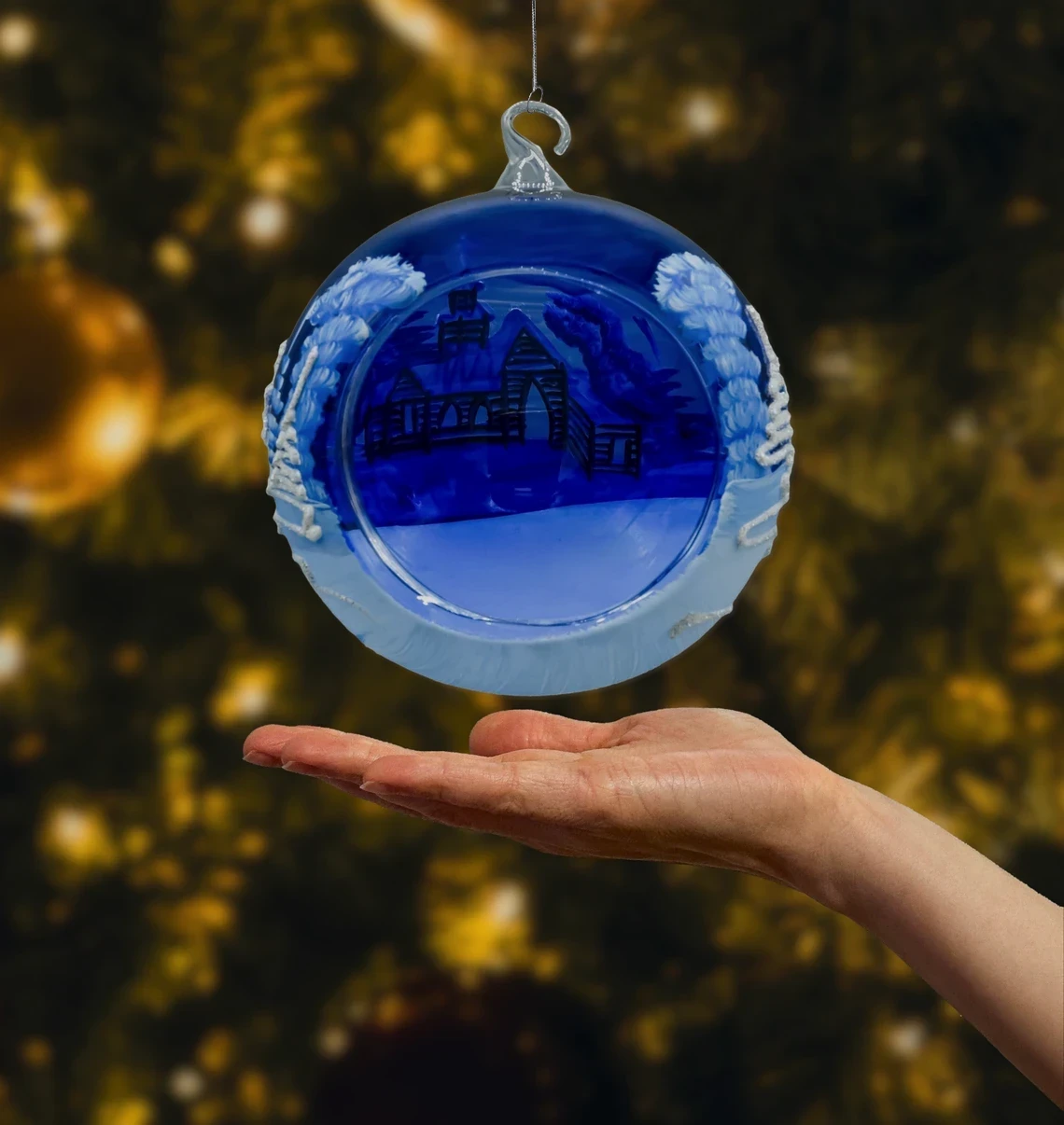 Bombka Lampion ze stojakiem: kobaltowy realne zdjęcie