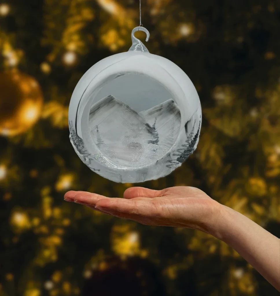 Bombka Lampion ze stojakiem: satynowa biel realne zdjęcie