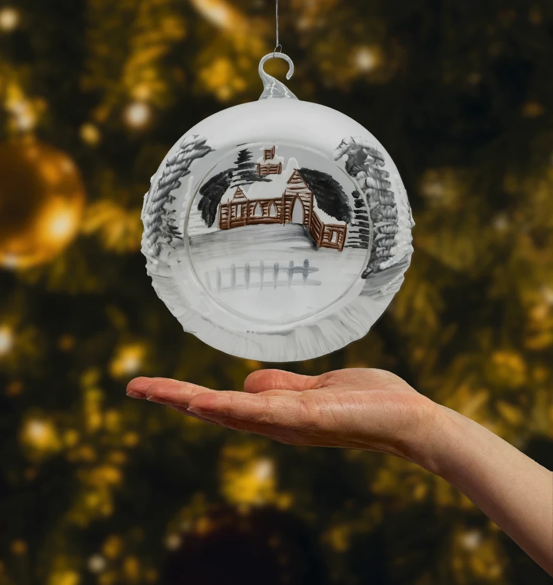 Bombka Lampion ze stojakiem: szary realne zdjęcie