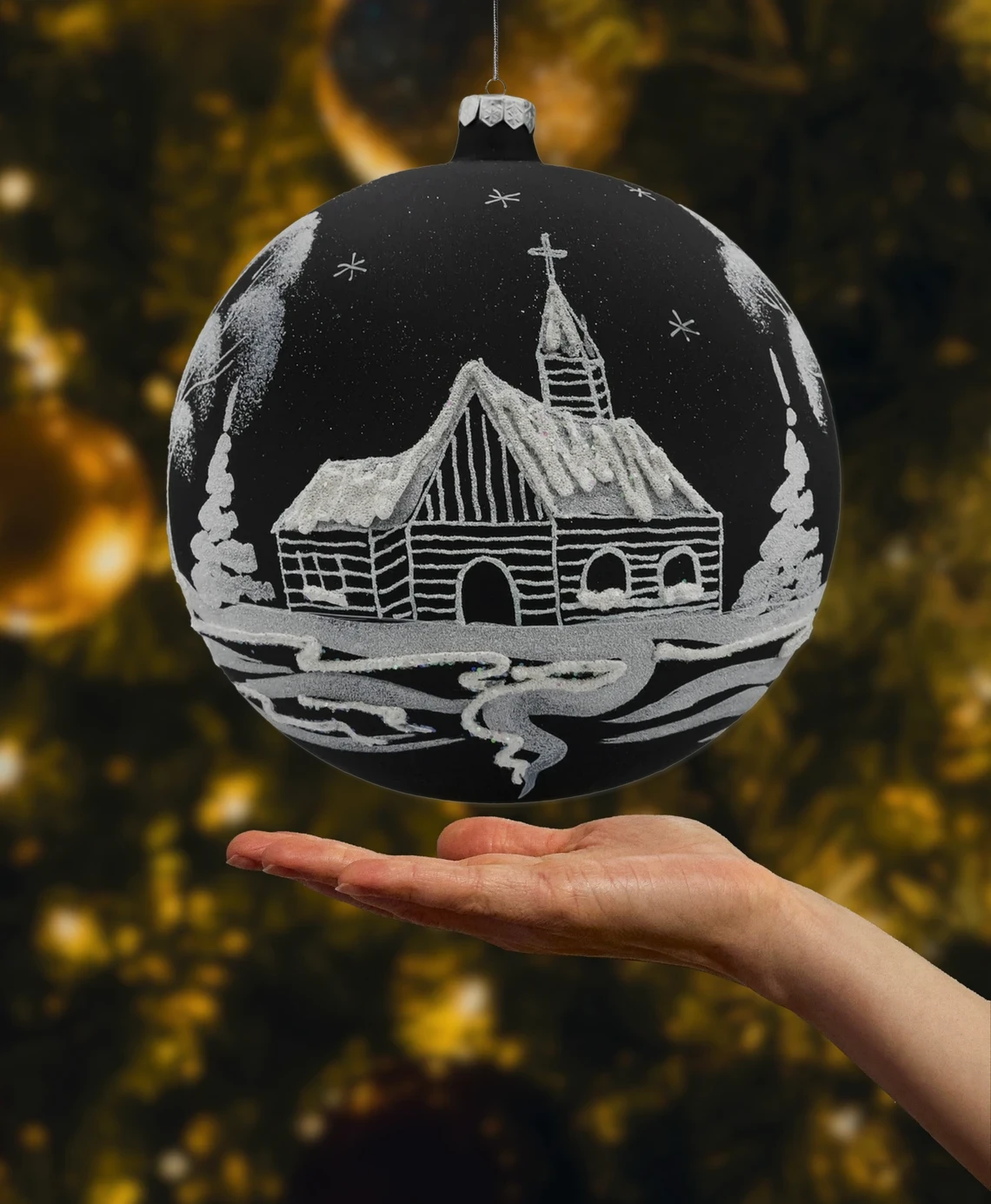 Bombka okrągła duża: Czarna noc realny wymiar