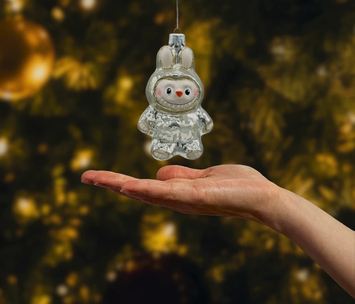 Bombka szklana figurka Labubu: platynowe realne zdjęcie