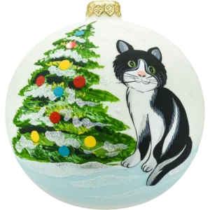 Bombka okrągła: Kotek przy choince