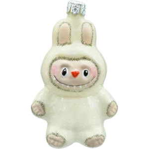 Szklana Bombka choinkowa figurka forma labubu białe