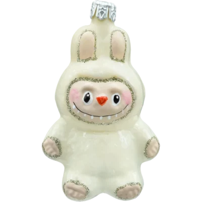 Szklana Bombka choinkowa figurka forma labubu białe