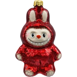 Szklana bombka choinkowa figurka forma w kształcie labubu czerwone