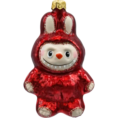 Szklana bombka choinkowa figurka forma w kształcie labubu czerwone