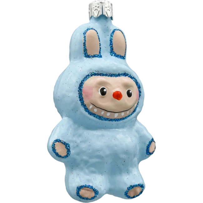 Bombka szklana figurka Labubu: błękitne bok