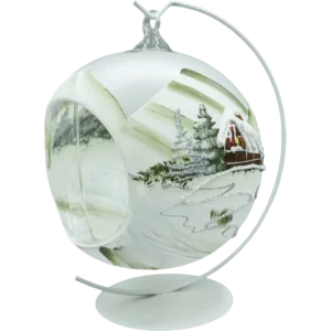 Bombka Lampion ze stojakiem: zielony pejzaż bok