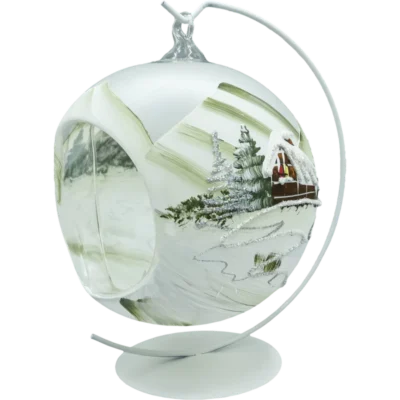 Bombka Lampion ze stojakiem: zielony pejzaż bok